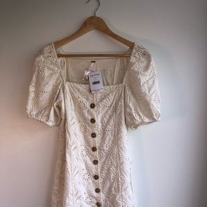 Free People Daniella Cream Crochet Mini Dress